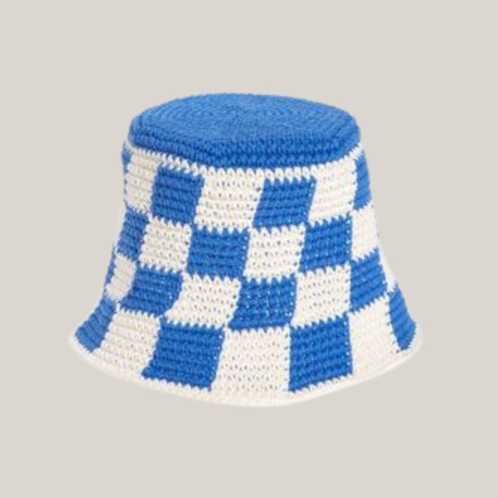 NWOT MEMORIAL DAY Dishrag Check Crochet Bucket Hat 1